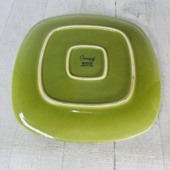 Home Trends CANOPY PEA POD Green Embossed Square Porcelain Dinner Plates Set 3 - Picture 3 of 16